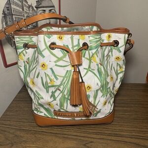 Dooney & Bourke White Daffodils drawstring shoulder bag